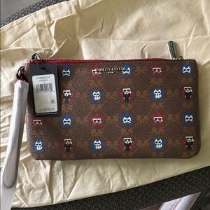Karl lagerfeld Brown Designer Clutch with Multicolor Accents